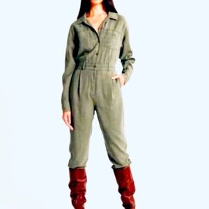 ABERCROMBIE & FINCH Green Utility Jumpsuit with Belted Waist
